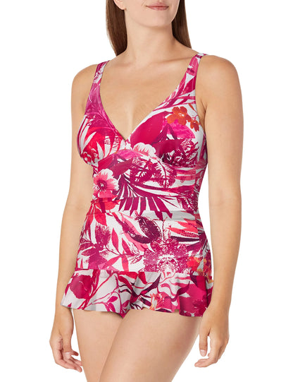 $144 Profile by Gottex Women's Escape in Bali D Cup Swimdress Size 6D - Perfect for your project